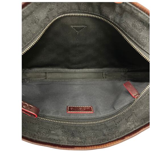 Loewe Jacquard Logo Shoulder Bag Black Gray Leather Trim Red Edge - Picture 11 of 16